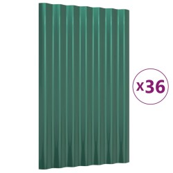 vidaXL Dachpaneele 36 Stk. Pulverbeschichteter Stahl Grün 60x36 cm
