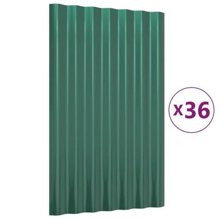 vidaXL Dachpaneele 36 Stk. Pulverbeschichteter Stahl Grün 60x36 cm