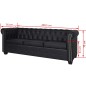 Chesterfield-Sofas 2-Sitzer und 3-Sitzer Kunstleder Schwarz Chesterfield-Sofas 2-Sitzer und 3-Sitzer Kunstleder Schwarz