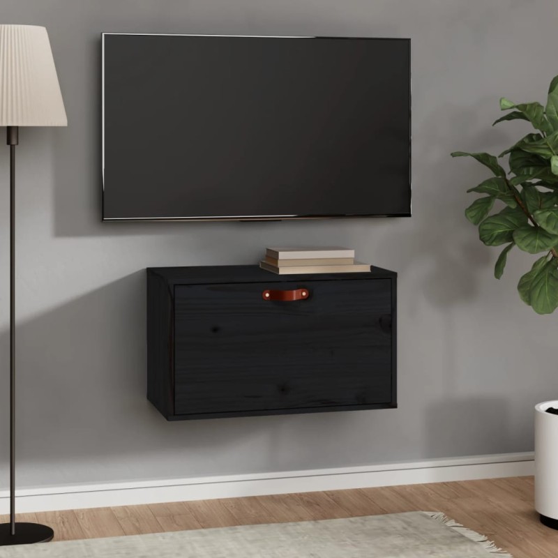vidaXL Wandschrank Schwarz 60x30x35 cm Massivholz Kiefer vidaXL Wandschrank Schwarz 60x30x35 cm Massivholz Kiefer