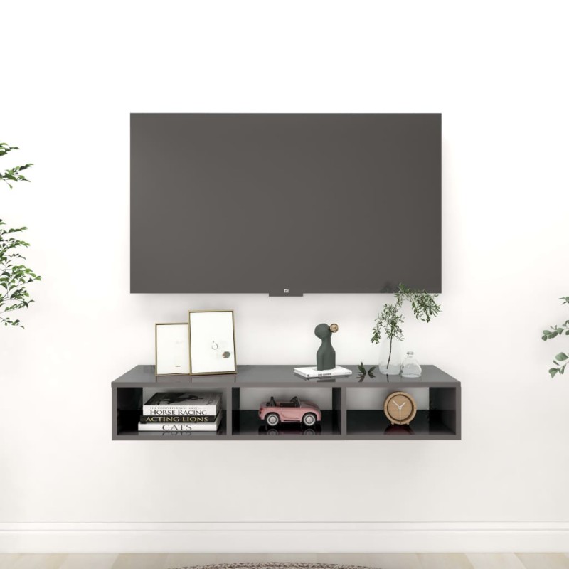 vidaXL Wandregal Hochglanz-Grau 102x30x17 cm Holzwerkstoff vidaXL Wandregal Hochglanz-Grau 102x30x17 cm Holzwerkstoff