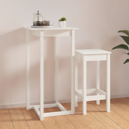 vidaXL Bartisch Weiß 60x60x110 cm Massivholz Kiefer