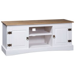 vidaXL TV-Schrank Mexiko-Stil Kiefernholz Weiß 120x40x52 cm