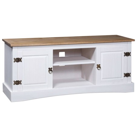 vidaXL TV-Schrank Mexiko-Stil Kiefernholz Weiß 120x40x52 cm