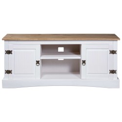 vidaXL TV-Schrank Mexiko-Stil Kiefernholz Weiß 120x40x52 cm