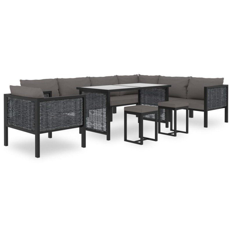 10-tlg. Garten-Lounge-Set mit Auflagen Poly Rattan Anthrazit 10-tlg. Garten-Lounge-Set mit Auflagen Poly Rattan Anthrazit