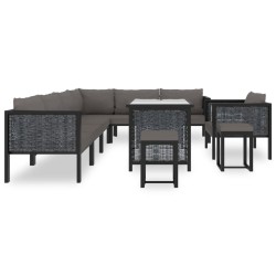 10-tlg. Garten-Lounge-Set mit Auflagen Poly Rattan Anthrazit