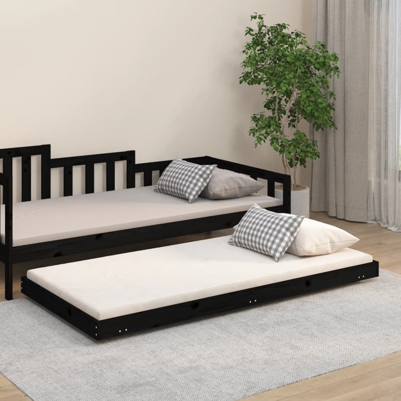 vidaXL Massivholzbett Schwarz 75x190 cm Kiefer vidaXL Massivholzbett Schwarz 75x190 cm Kiefer
