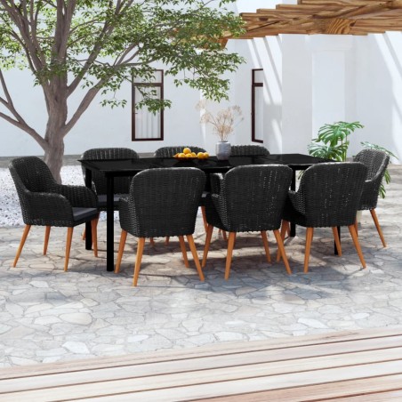 vidaXL 9-tlg. Garten-Essgruppe mit Kissen Schwarz