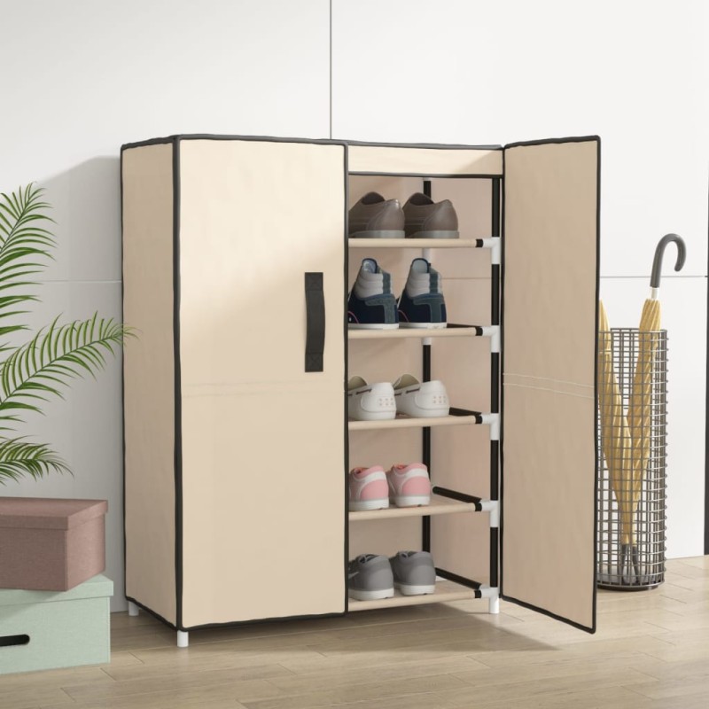 vidaXL Schuhschrank Creme 60x28x90 cm Stoff vidaXL Schuhschrank Creme 60x28x90 cm Stoff