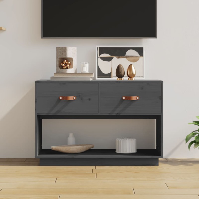 vidaXL TV-Schrank Grau 90x40x60 cm Massivholz Kiefer vidaXL TV-Schrank Grau 90x40x60 cm Massivholz Kiefer