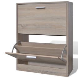 vidaXL Schuhschrank Holz in Eichen-Optik mit 2 Schuhkippern