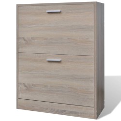 vidaXL Schuhschrank Holz in Eichen-Optik mit 2 Schuhkippern