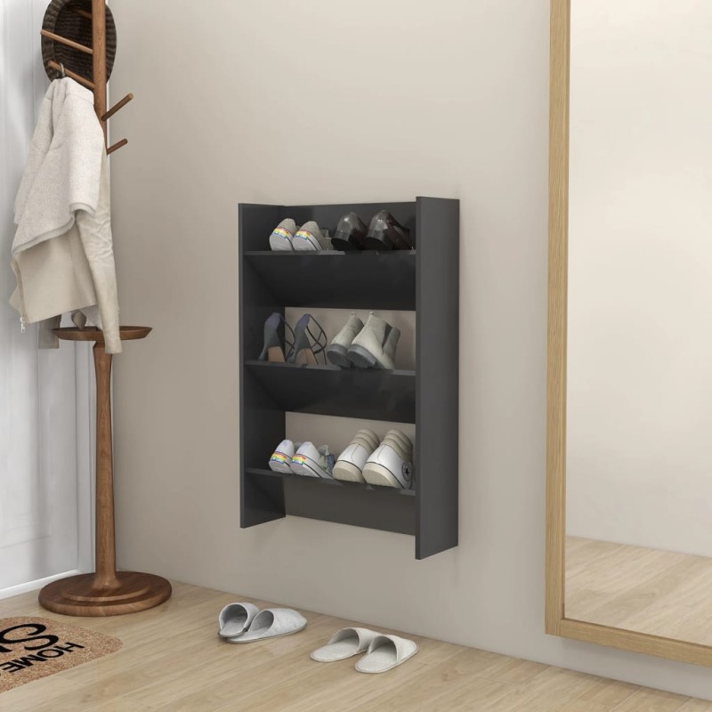 vidaXL Wand-Schuhschrank Grau 60x18x90 cm Holzwerkstoff vidaXL Wand-Schuhschrank Grau 60x18x90 cm Holzwerkstoff