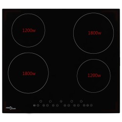 vidaXL Glaskeramik-Kochfeld mit 4 Platten Touch Control 6000 W