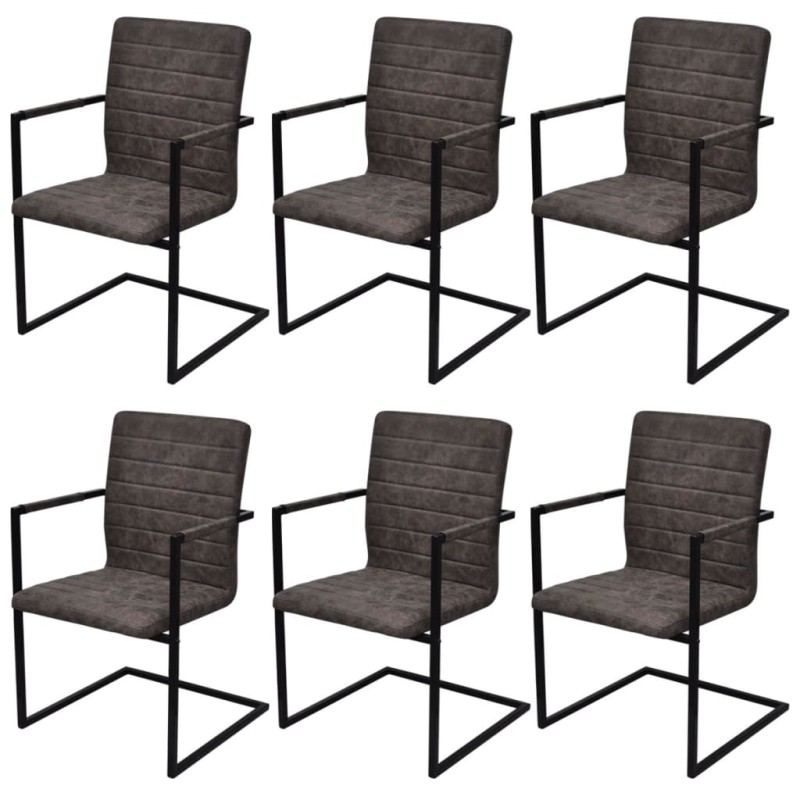 Freischwinger 6 Stk. Braun Kunstleder Freischwinger 6 Stk. Braun Kunstleder