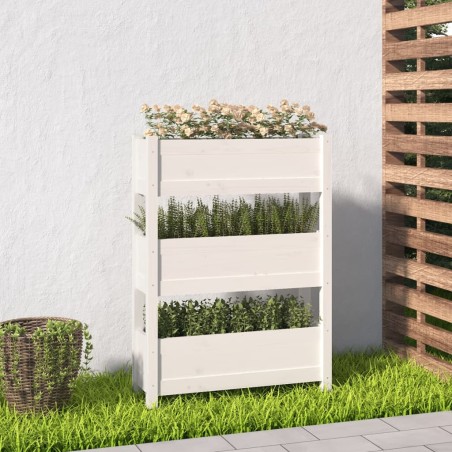 vidaXL Pflanzkübel Weiß 77x25x104,5 cm Massivholz Kiefer