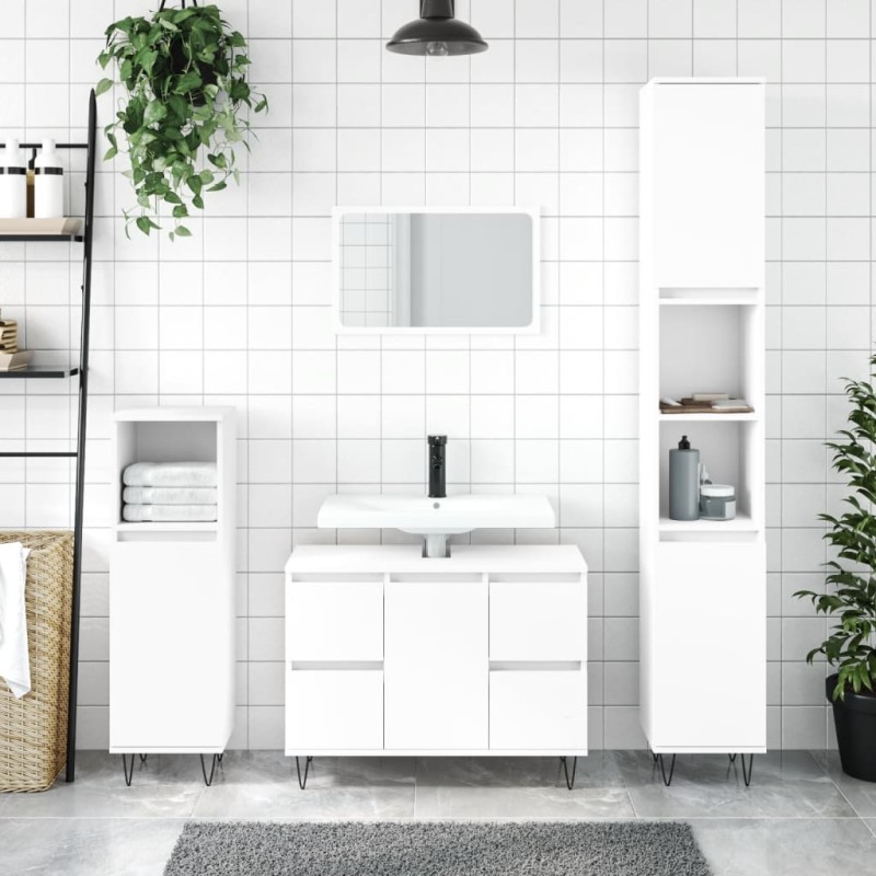 vidaXL Badschrank Weiß 80x33x60 cm Holzwerkstoff vidaXL Badschrank Weiß 80x33x60 cm Holzwerkstoff