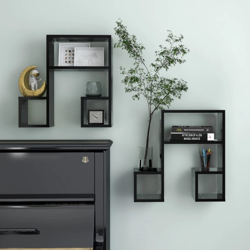 vidaXL Wandregale 2 Stk. Schwarz 50x15x50 cm Holzwerkstoff vidaXL Wandregale 2 Stk. Schwarz 50x15x50 cm Holzwerkstoff