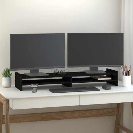 vidaXL Monitorständer Schwarz 100x27x15 cm Massivholz Kiefer