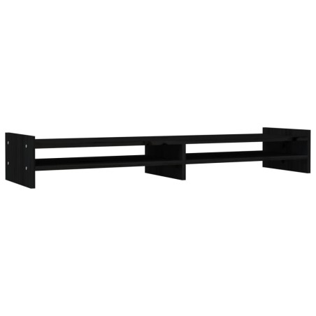 vidaXL Monitorständer Schwarz 100x27x15 cm Massivholz Kiefer