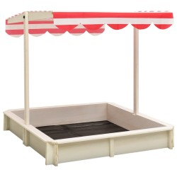 vidaXL Sandkasten mit Verstellbarem Dach Tannenholz Weiß und Rot UV50