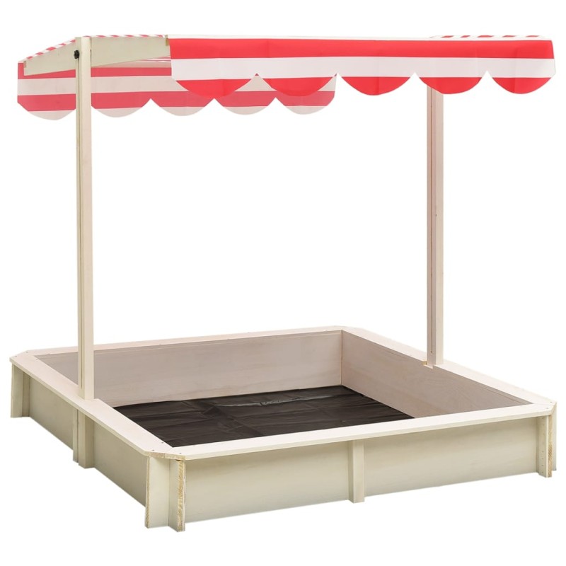 vidaXL Sandkasten mit Verstellbarem Dach Tannenholz Weiß und Rot UV50 vidaXL Sandkasten mit Verstellbarem Dach Tannenholz Weiß und Rot UV50