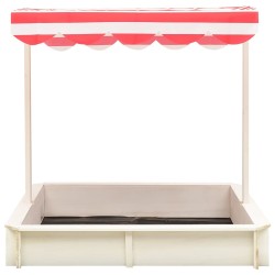 vidaXL Sandkasten mit Verstellbarem Dach Tannenholz Weiß und Rot UV50