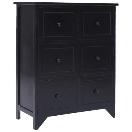 vidaXL Beistellschrank 6 Schubladen Schwarz 60x30x75cm Paulownia Holz