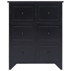 vidaXL Beistellschrank 6 Schubladen Schwarz 60x30x75cm Paulownia Holz