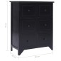 vidaXL Beistellschrank 6 Schubladen Schwarz 60x30x75cm Paulownia Holz vidaXL Beistellschrank 6 Schubladen Schwarz 60x30x75cm Paulownia Holz