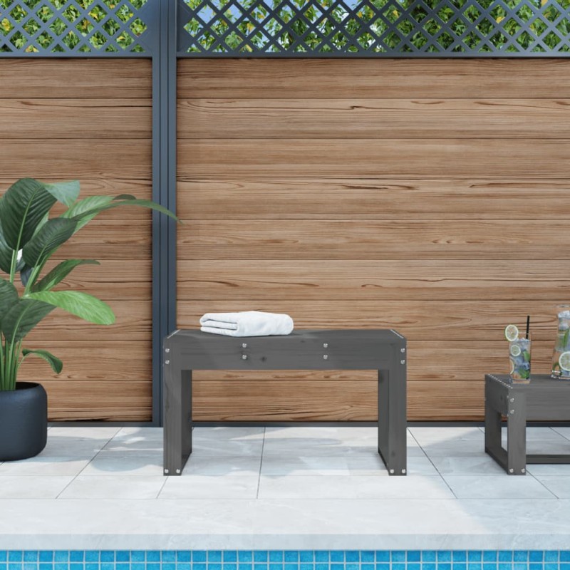 vidaXL Gartenbank Grau 80x38x45 cm Massivholz Kiefer vidaXL Gartenbank Grau 80x38x45 cm Massivholz Kiefer