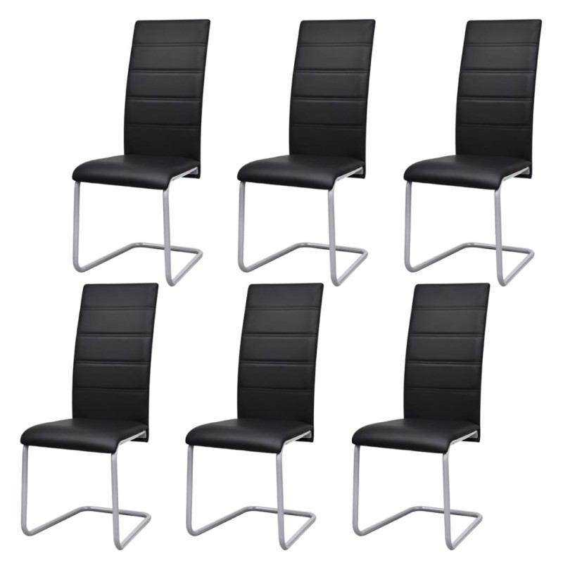 Freischwinger 6 Stk. Schwarz Kunstleder Freischwinger 6 Stk. Schwarz Kunstleder
