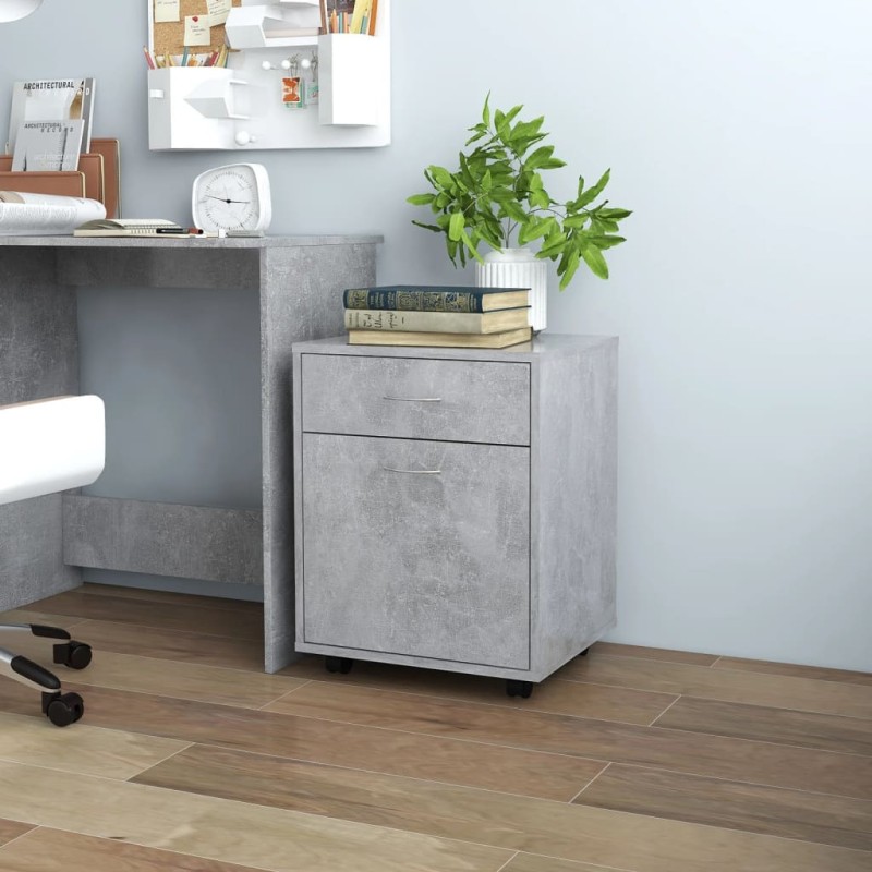 vidaXL Rollschrank Betongrau 45x38x54 cm Holzwerkstoff vidaXL Rollschrank Betongrau 45x38x54 cm Holzwerkstoff