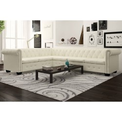 vidaXL Chesterfield Ecksofa 6-Sitzer Kunstleder Weiß 