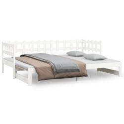 vidaXL Tagesbett Ausziehbar Weiß 2x(80x200) cm Massivholz Kiefer