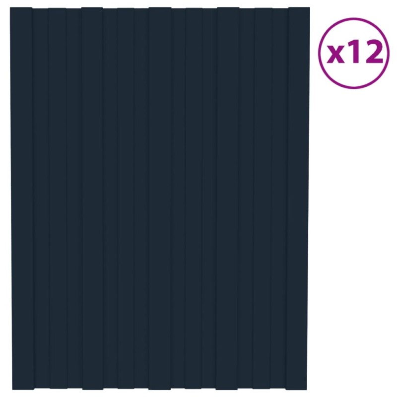 vidaXL Dachpaneele 12 Stk. Verzinkter Stahl Anthrazit 60x45 cm