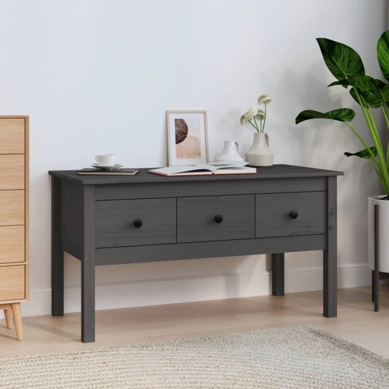vidaXL Couchtisch Grau 102x49x55 cm Massivholz Kiefer vidaXL Couchtisch Grau 102x49x55 cm Massivholz Kiefer