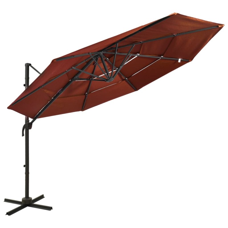 vidaXL Sonnenschirm mit Aluminium-Mast 4-lagig Terrakottarot 3x3 m vidaXL Sonnenschirm mit Aluminium-Mast 4-lagig Terrakottarot 3x3 m