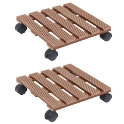 vidaXL Pflanzenroller 2 Stk. Braun 30x30x7,5 cm WPC