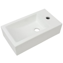 vidaXL Waschbecken Rechteckig mit Hahnloch Keramik Weiß 46x25,5x12 cm