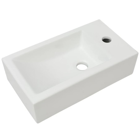 vidaXL Waschbecken Rechteckig mit Hahnloch Keramik Weiß 46x25,5x12 cm