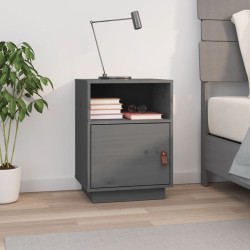 vidaXL Nachttisch Grau 40x34x55 cm Massivholz Kiefer