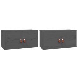vidaXL Wandschränke 2 Stk. Grau 60x30x30 cm Massivholz Kiefer