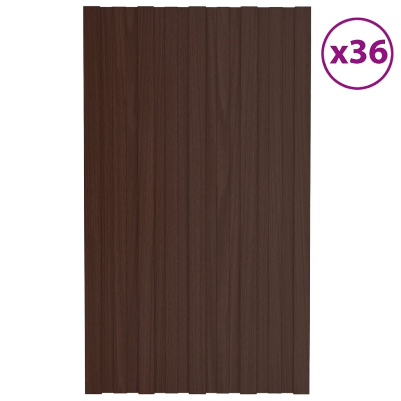 vidaXL Dachpaneele 36 Stk. Verzinkter Stahl Braun 80x45 cm vidaXL Dachpaneele 36 Stk. Verzinkter Stahl Braun 80x45 cm