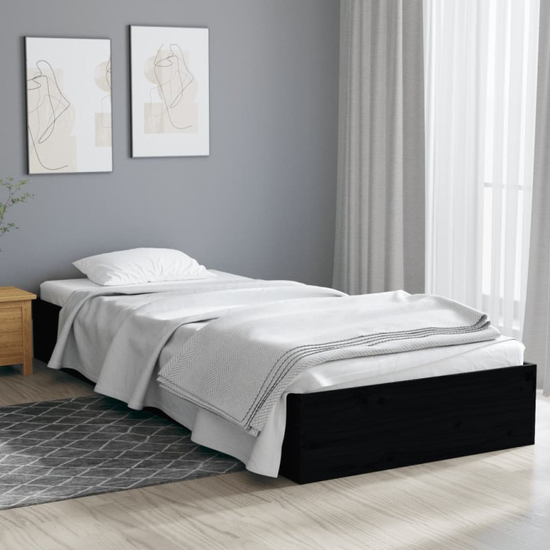 vidaXL Massivholzbett Schwarz 75x190 cm vidaXL Massivholzbett Schwarz 75x190 cm