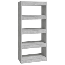 vidaXL Bücherregal/Raumteiler Betongrau 60x30x135 cm Holzwerkstoff