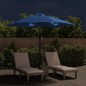 vidaXL Sonnenschirm mit LED-Leuchten und Stahlmast 300 cm Azurblau vidaXL Sonnenschirm mit LED-Leuchten und Stahlmast 300 cm Azurblau