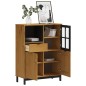 vidaXL Highboard mit Glastür FLAM 92x40x122,5 cm Massivholz Kiefer vidaXL Highboard mit Glastür FLAM 92x40x122,5 cm Massivholz Kiefer
