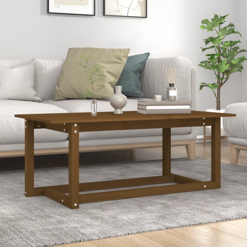 vidaXL Couchtisch Honigbraun 110x55x45 cm Massivholz Kiefer vidaXL Couchtisch Honigbraun 110x55x45 cm Massivholz Kiefer